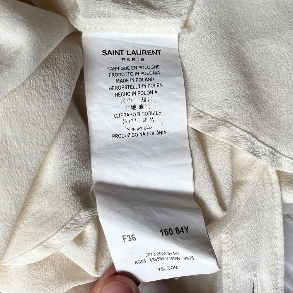 SAINT LAURENT Unifrom Silk Shirt Women's XS/Small France 36 YSL - Picture 10 of 12